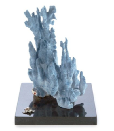 Coral on Marble and Sterling Base